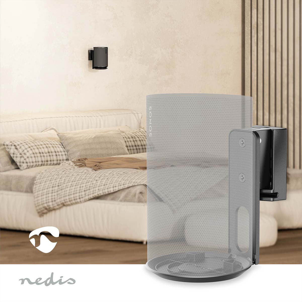 Nedis SPMT5800BK – Wandhalterung für Sonos Era 100 – drehbar −45° bis +45°, neigbar 0°–18° – 3 kg – schwarz