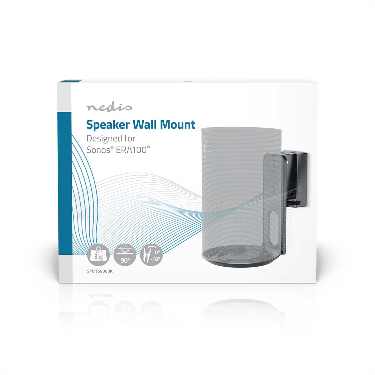 Nedis SPMT5800BK – Wandhalterung für Sonos Era 100 – drehbar −45° bis +45°, neigbar 0°–18° – 3 kg – schwarz