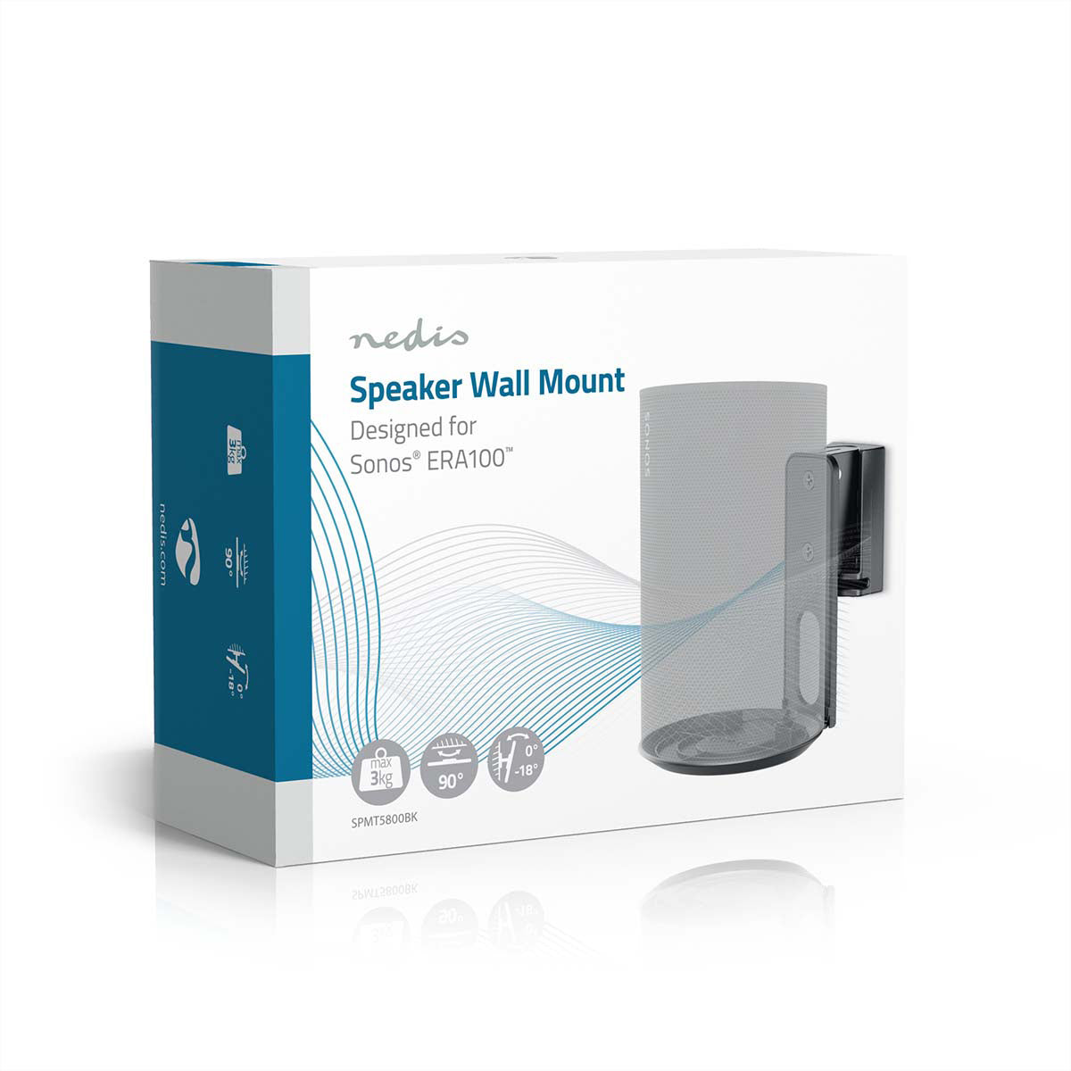 Nedis SPMT5800BK – Wandhalterung für Sonos Era 100 – drehbar −45° bis +45°, neigbar 0°–18° – 3 kg – schwarz