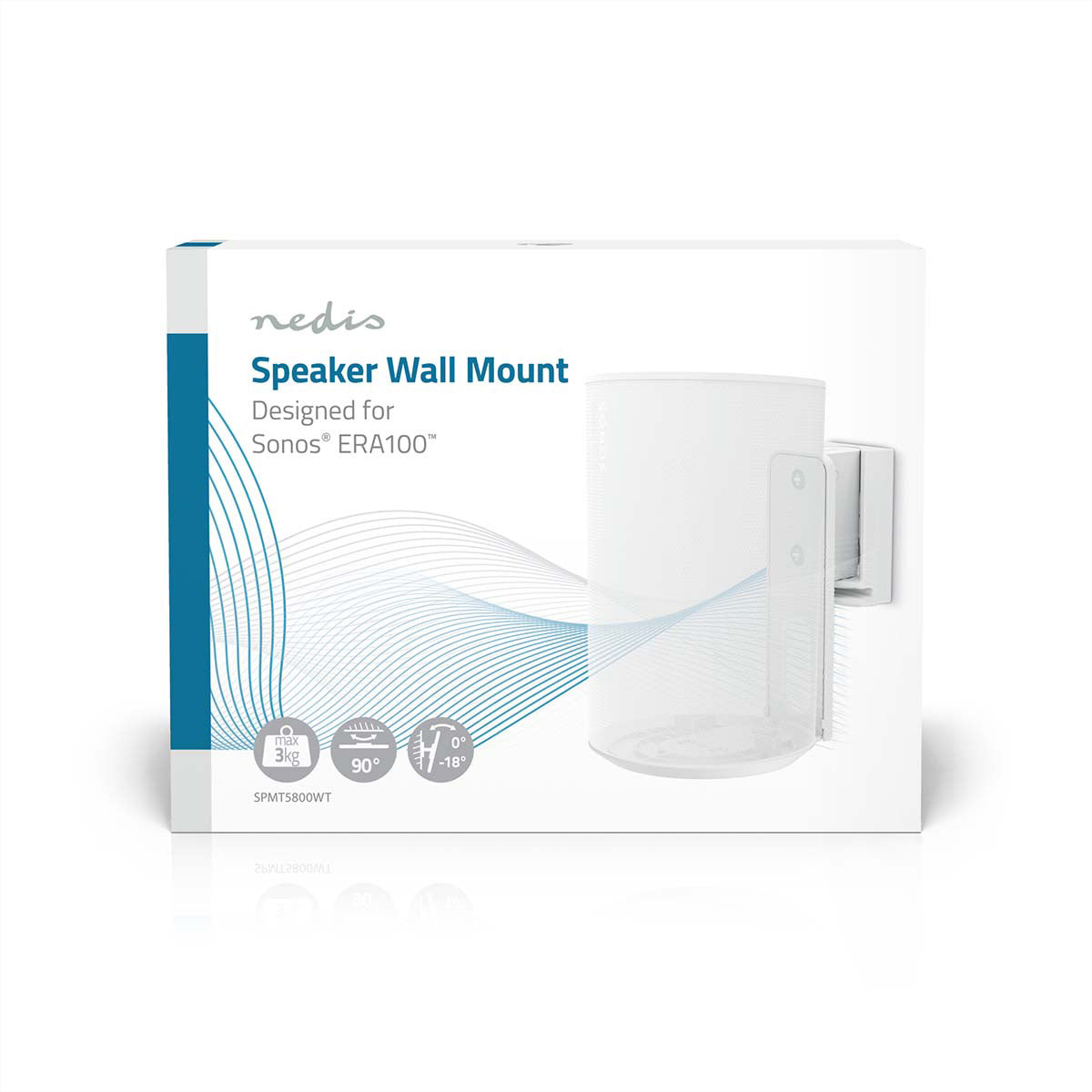 Nedis SPMT5800WT – Wandhalterung für Sonos Era 100 – drehbar −45°/+45°, neigbar 0°–18° – 3 kg – Weiss