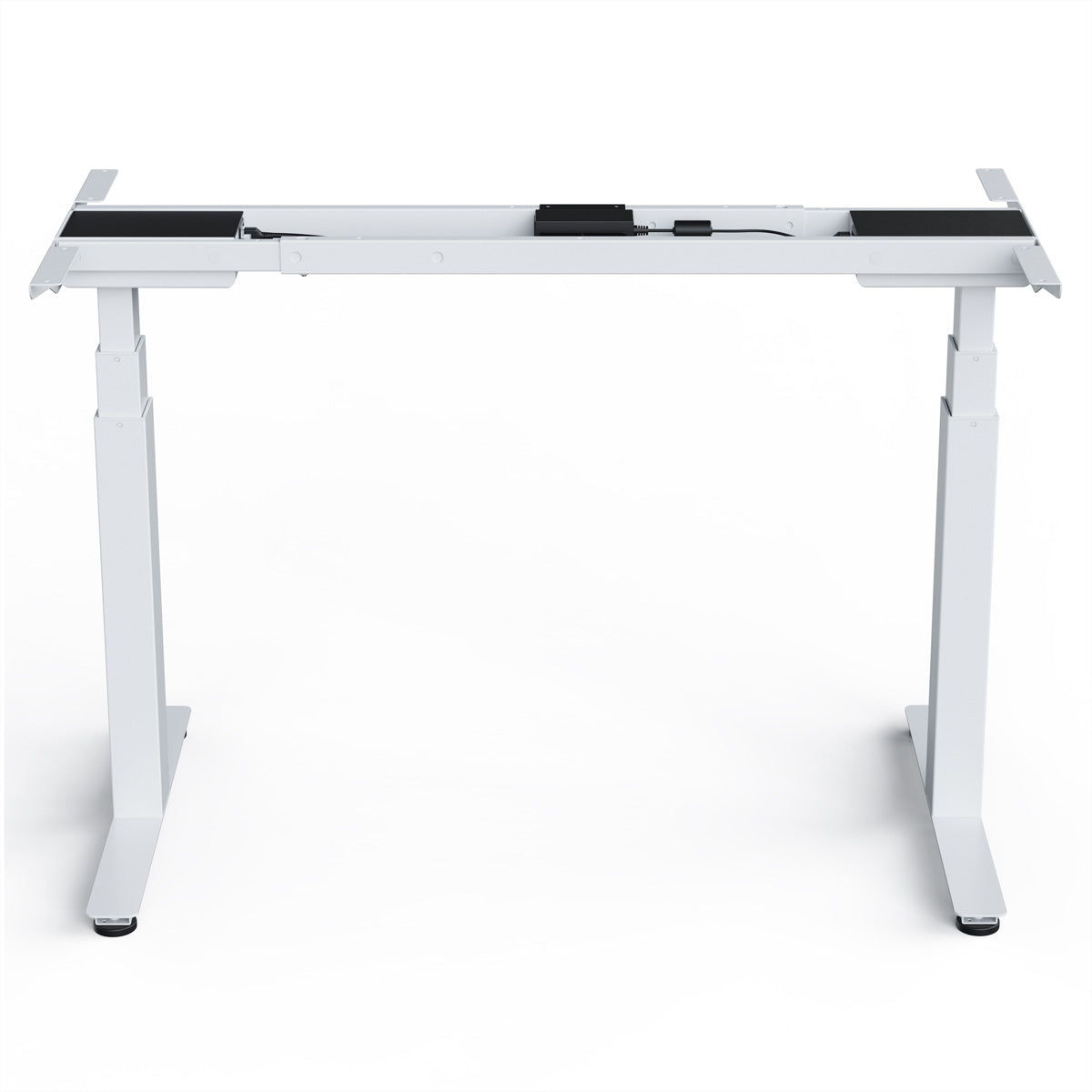 WRK21 – Höhenverstellbarer Tisch, 66,5–130,5 cm, 120 kg, Weiss, Stahl, für Tischplatten 100–200 × 60–90 cm