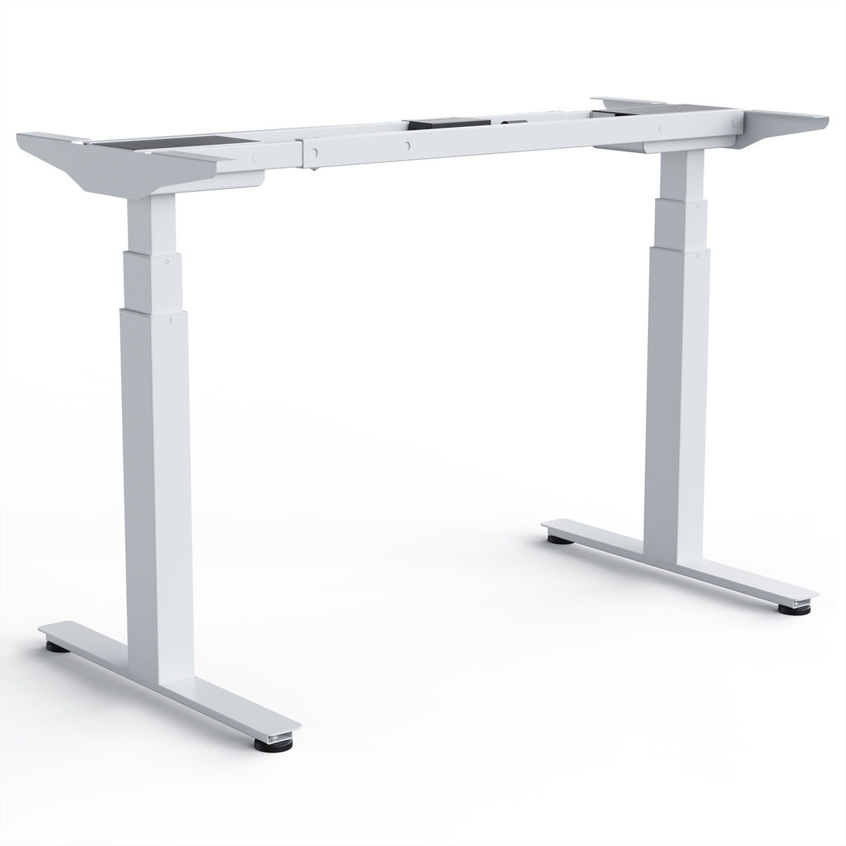 WRK21 – Höhenverstellbarer Tisch, 66,5–130,5 cm, 120 kg, Weiss, Stahl, für Tischplatten 100–200 × 60–90 cm