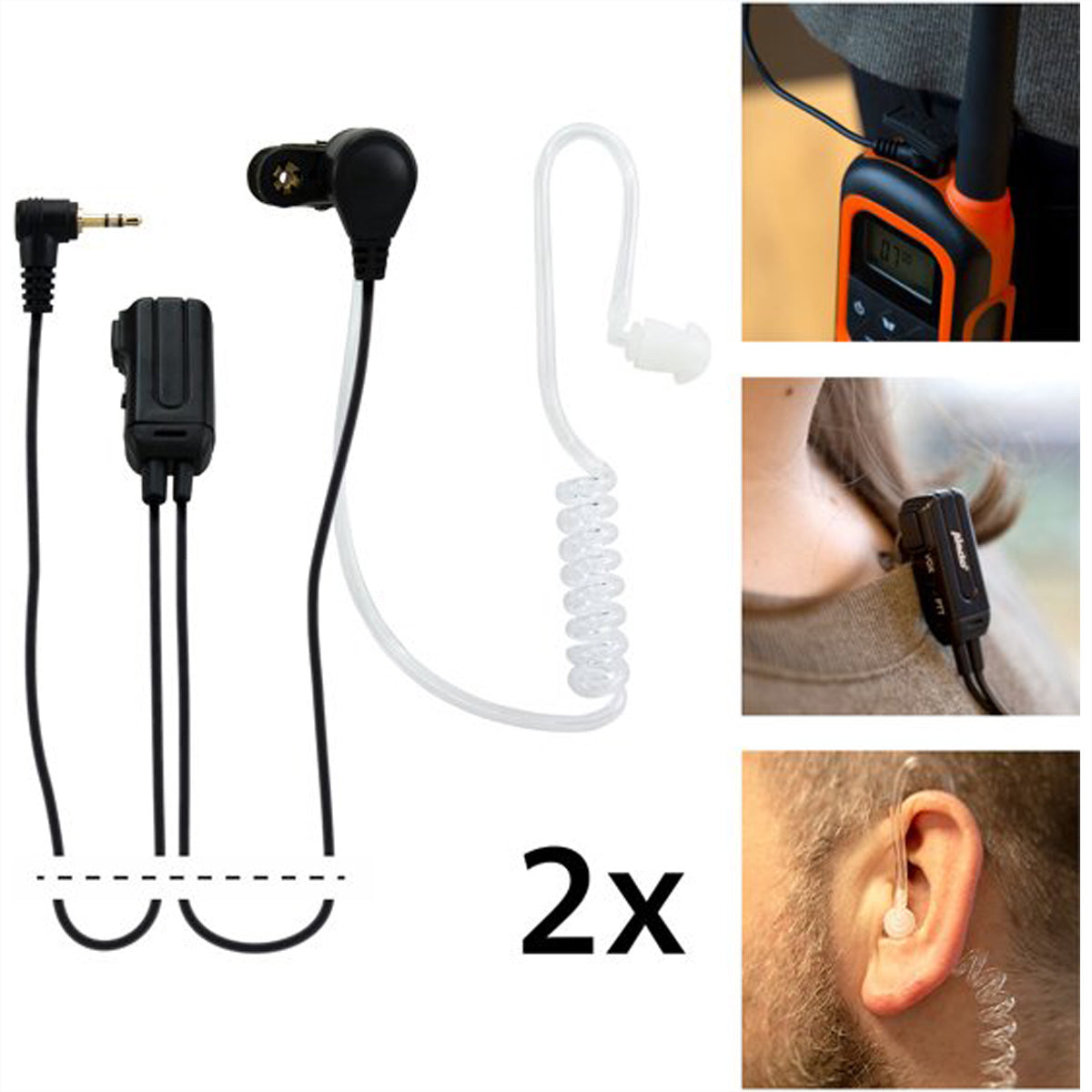 Alecto FRH-10 DUO – Headset für PMR (2,5 mm), Monophon, 8 Kanäle, bis 7 km, Schwarz