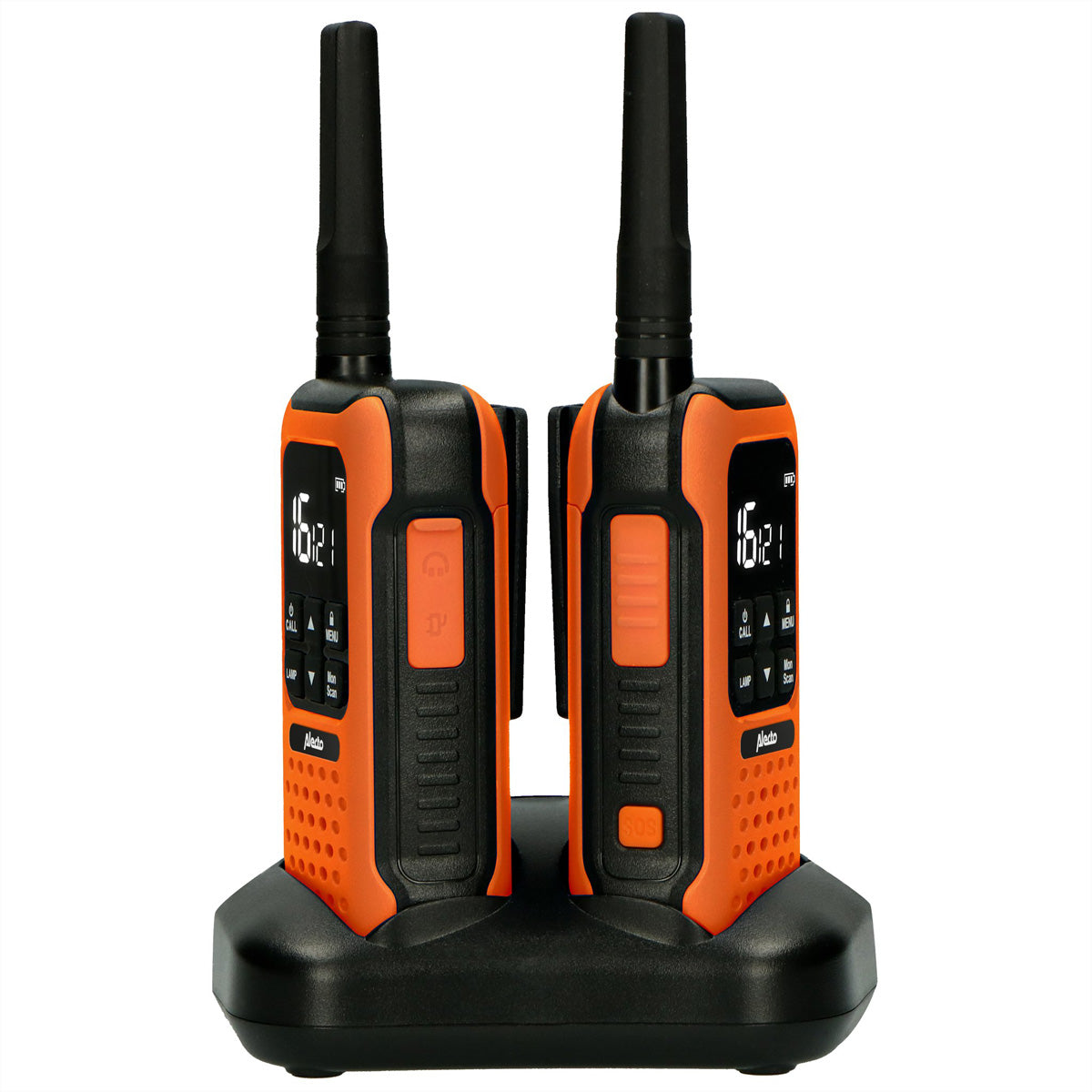 Alecto FR-300OE – Funkgerät (2er-Set), PMR 446 MHz, 16 Kanäle, Reichweite bis 10 km, IPX7, Orange