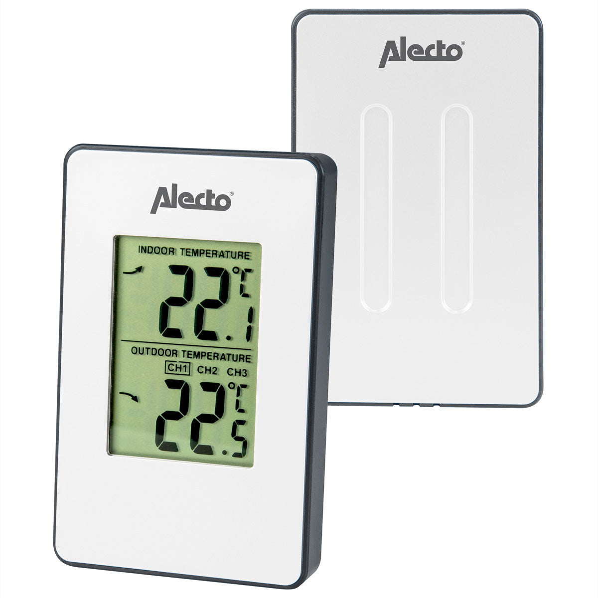 Alecto WS-1050 – Wetterstation, Funk (433 MHz), Innen/Aussen, inkl. Aussensensor – Weiss (2er-Pack)