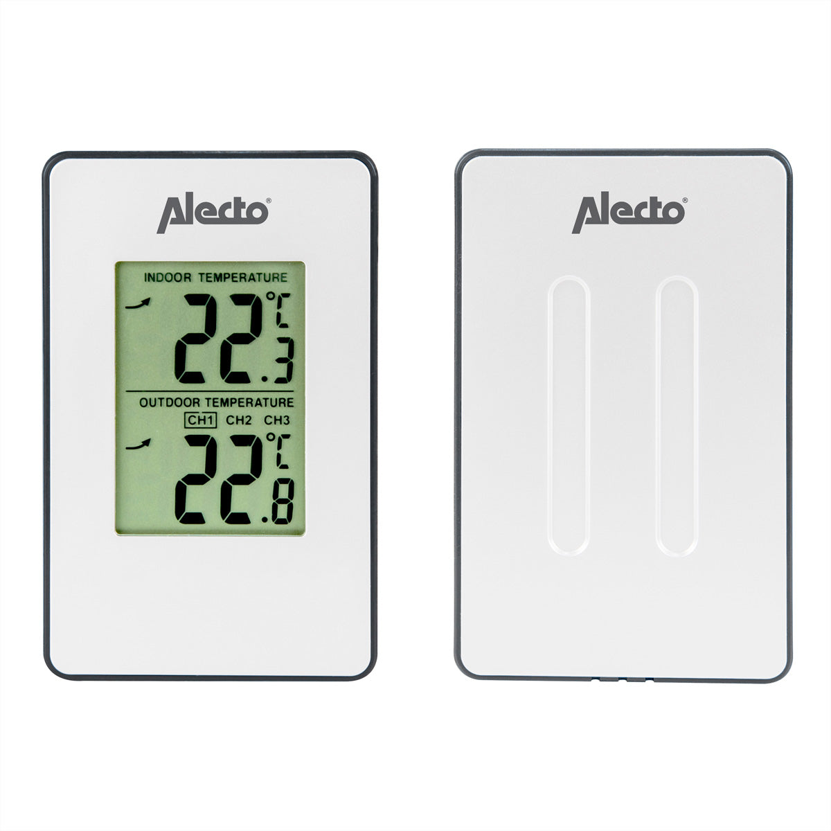 Alecto WS-1050 – Wetterstation, Funk (433 MHz), Innen/Aussen, inkl. Aussensensor – Weiss (2er-Pack)