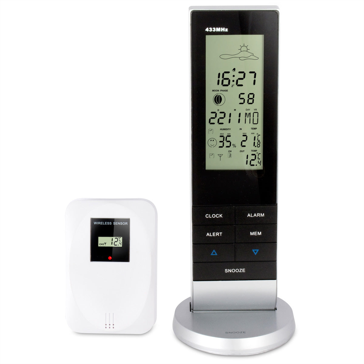 Alecto WS-1150 – Wetterstation, Funk (433 MHz), innen/außen, Hygrometer & Barometer