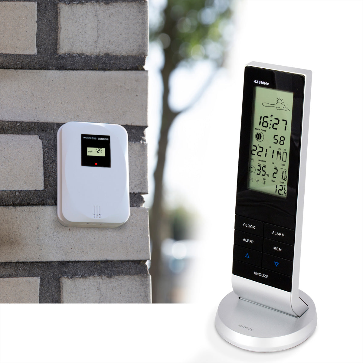 Alecto WS-1150 – Wetterstation, Funk (433 MHz), innen/außen, Hygrometer & Barometer