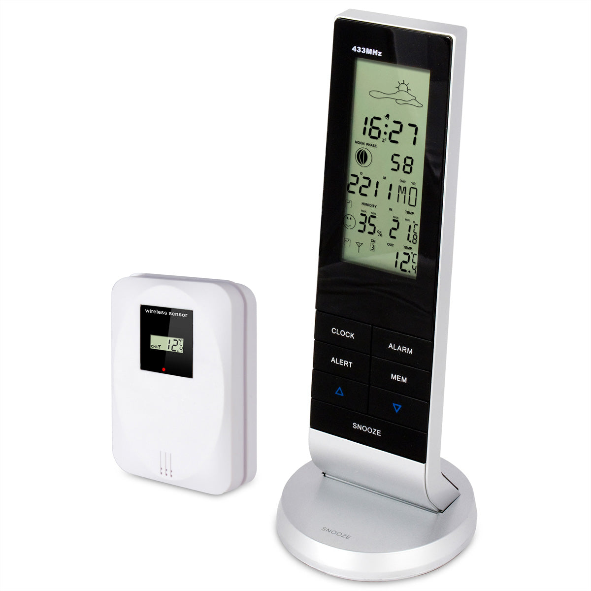 Alecto WS-1150 – Wetterstation, Funk (433 MHz), innen/außen, Hygrometer & Barometer
