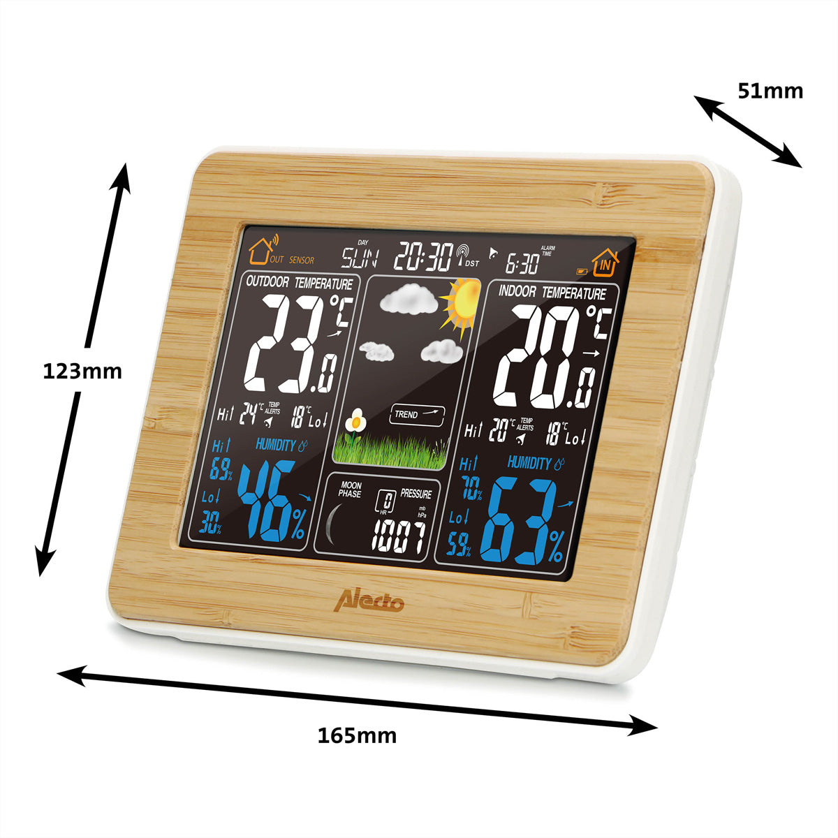 Alecto WS-1560 – Wetterstation, innen/aussen, Hygrometer & Barometer, inkl. Aussensensor – weiss