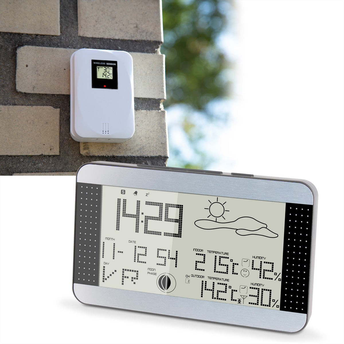 Alecto WS-1700 – Wetterstation, innen/außen, Hygrometer & Barometer, inkl. Aussensensor