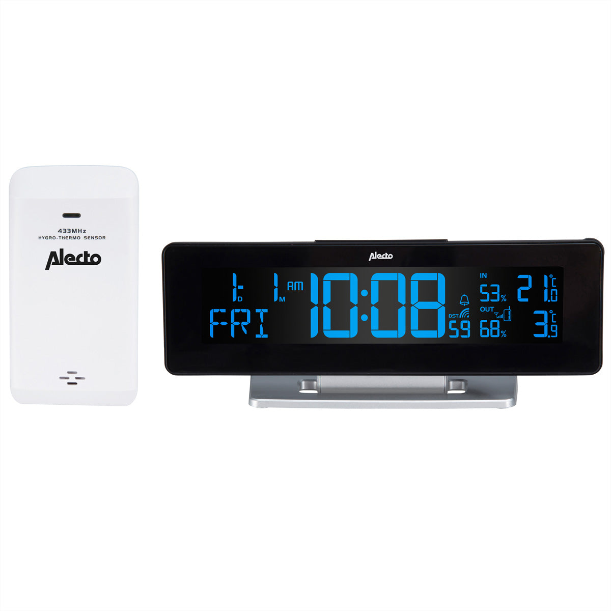 Alecto WS-2500 – Wetterstation, innen/aussen, Hygrometer & Barometer, inkl. Aussensensor – schwarz