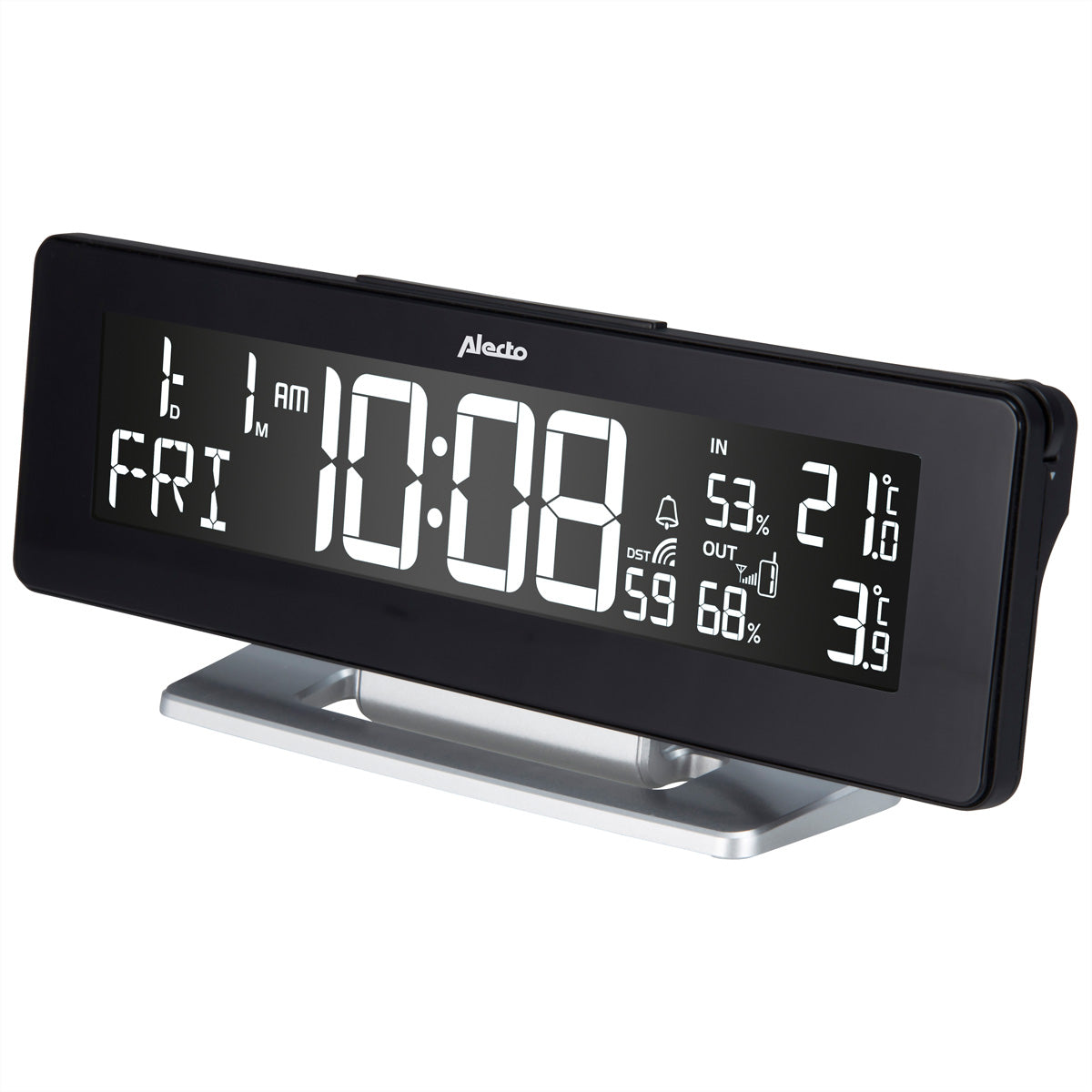 Alecto WS-2500 – Wetterstation, innen/aussen, Hygrometer & Barometer, inkl. Aussensensor – schwarz