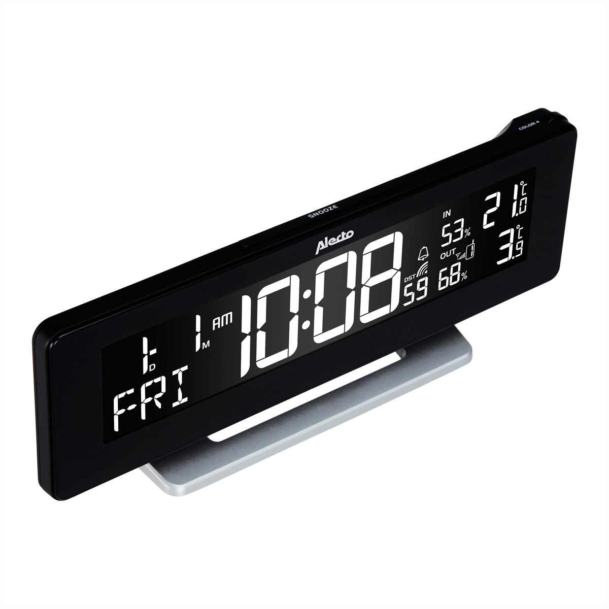 Alecto WS-2500 – Wetterstation, innen/aussen, Hygrometer & Barometer, inkl. Aussensensor – schwarz