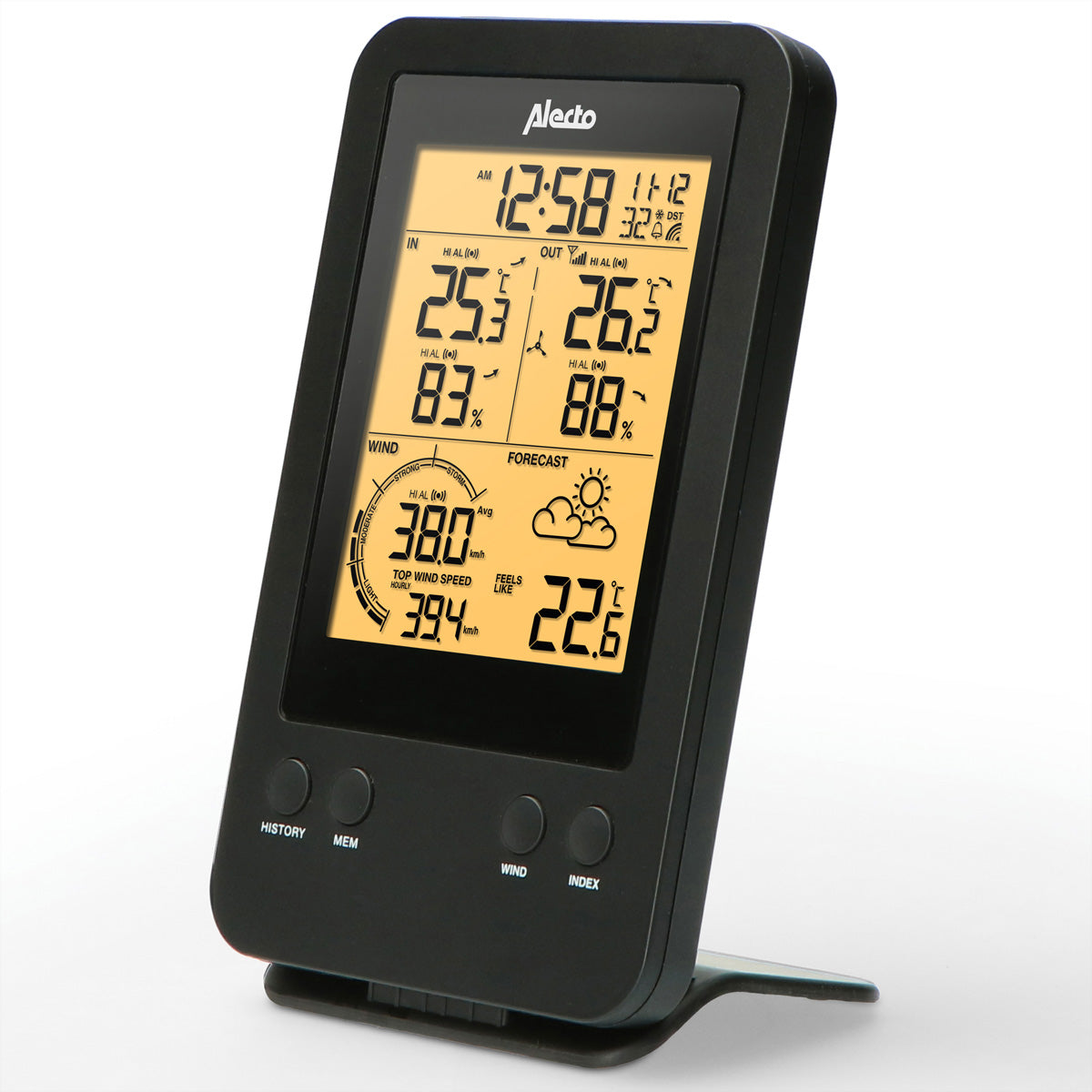 Alecto WS-3400 – Wetterstation, innen/aussen, Hygrometer & Barometer, inkl. Aussensensor – schwarz
