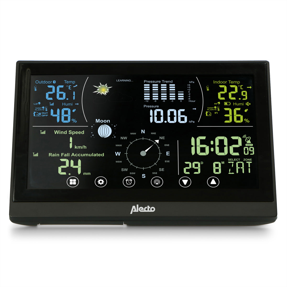 Alecto WS3875 – Wetterstation, Funk (433 MHz), innen/außen, Wind & Niederschlag – schwarz