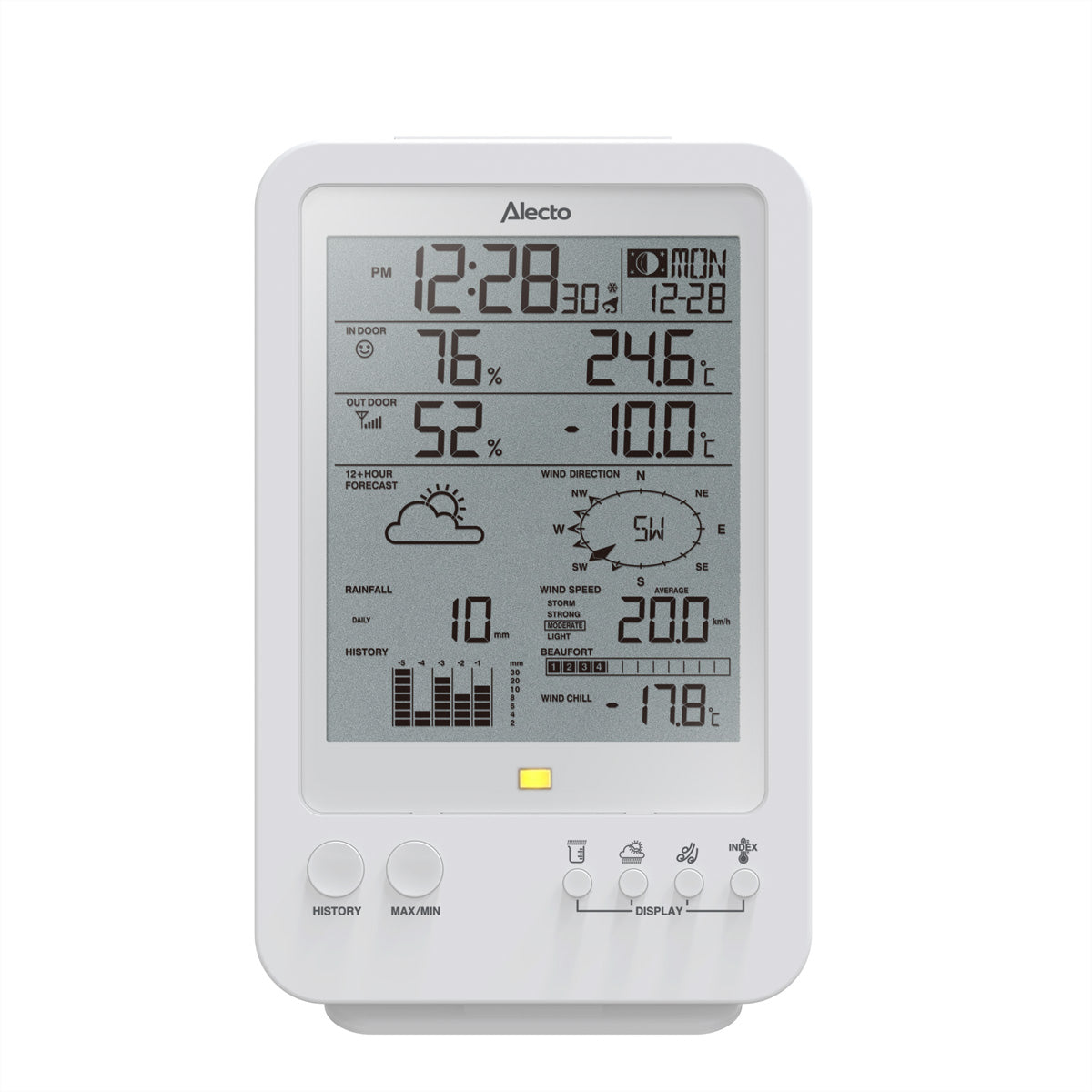 Alecto WS-4700 – Wetterstation, innen/aussen, Hygrometer & Barometer, inkl. Aussensensor – schwarz