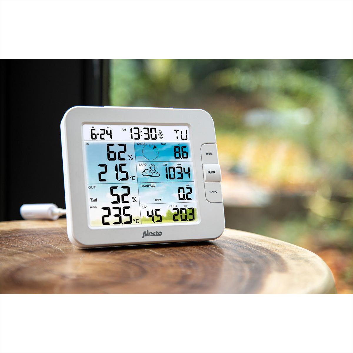 Alecto WS5400 – Wetterstation, WLAN & App, innen/aussen, 8-in-1 – weiss