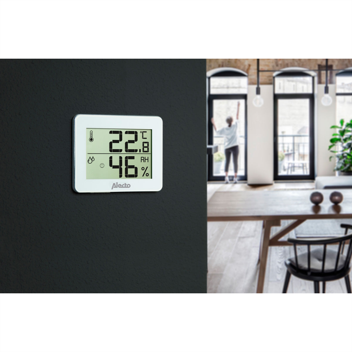 Alecto WS-55 – Temperatur- & Feuchtigkeitssensor, Display, Min/Max-Speicher – Weiss