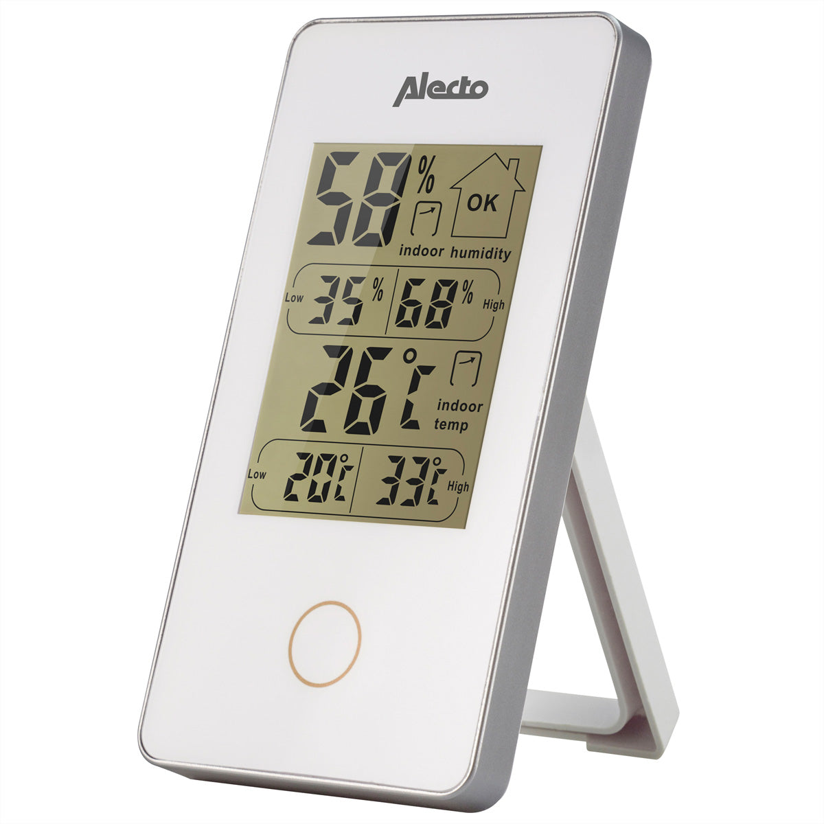 Alecto WS-75 – Thermo-/Hygrosensor, Display, Min-/Max-Anzeige – Weiss