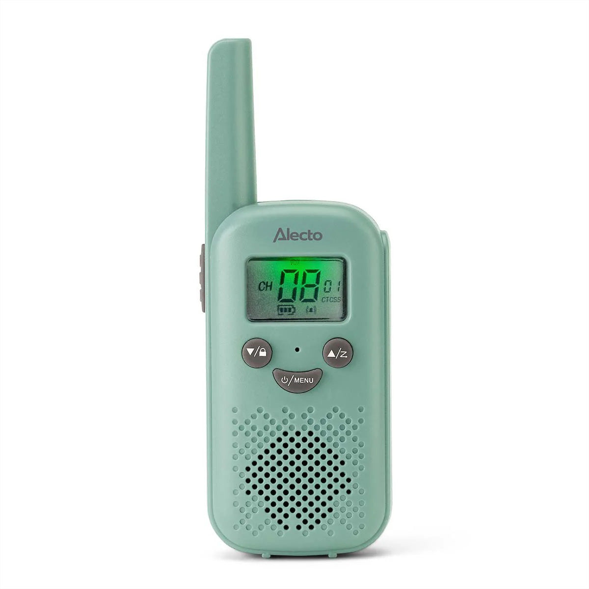 Alecto FR10GR – Funkgerät (2er-Set), 8 Kanäle, Reichweite bis 6 km, USB-C, Mintgrün
