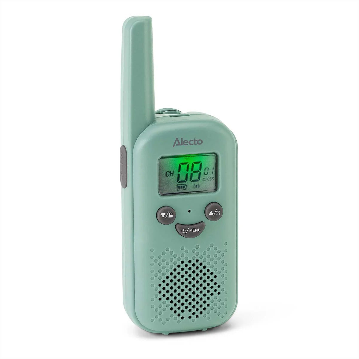 Alecto FR10GR – Funkgerät (2er-Set), 8 Kanäle, Reichweite bis 6 km, USB-C, Mintgrün
