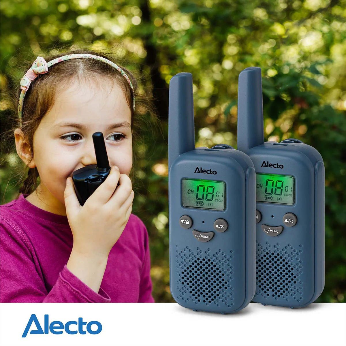 Alecto FR10BU – Funkgerät (2er-Set), 8 Kanäle, Reichweite bis 6 km, USB-C, Blau