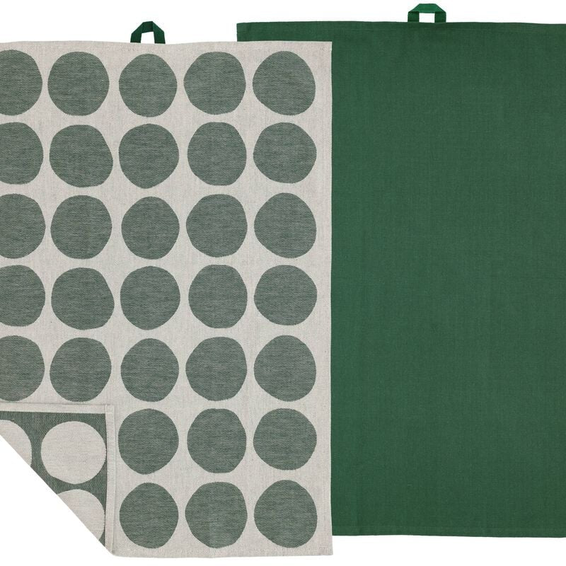 Södahl Geschirrtuch Bubbles – 50 × 70 cm, Pine Green, Baumwolle, 2er-Set, OEKO-TEX STANDARD 100