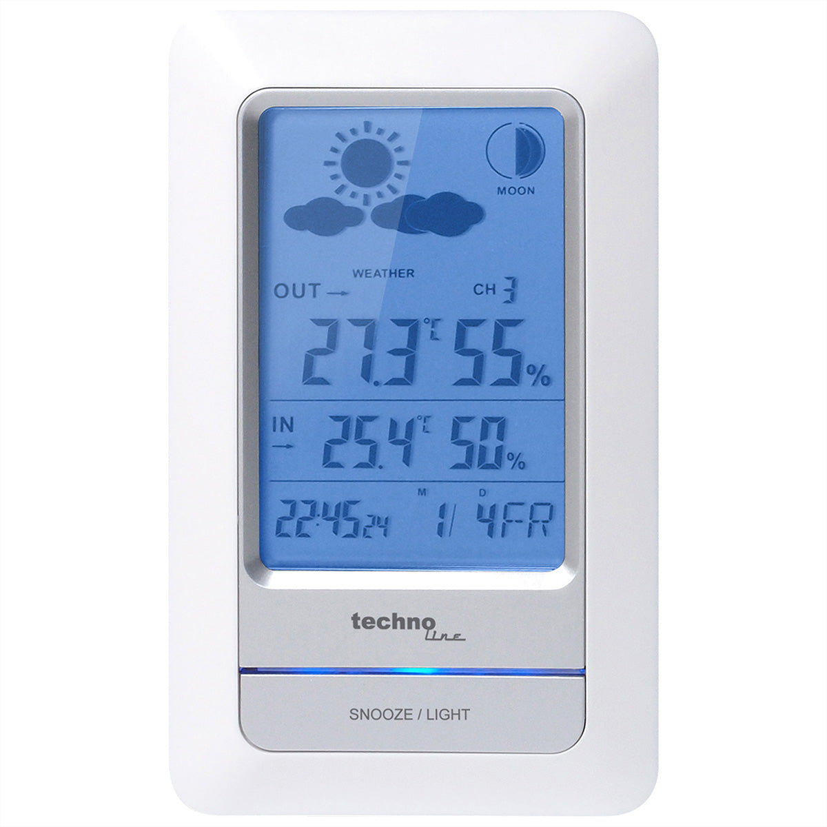 Technoline WS6740 – Wetterstation, innen/außen, Hygrometer, inkl. Aussensensor – Weiss