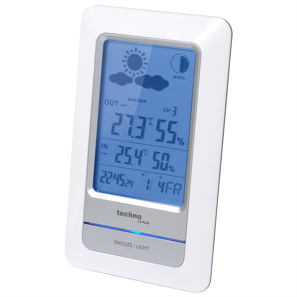 Technoline WS6740 – Wetterstation, innen/außen, Hygrometer, inkl. Aussensensor – Weiss