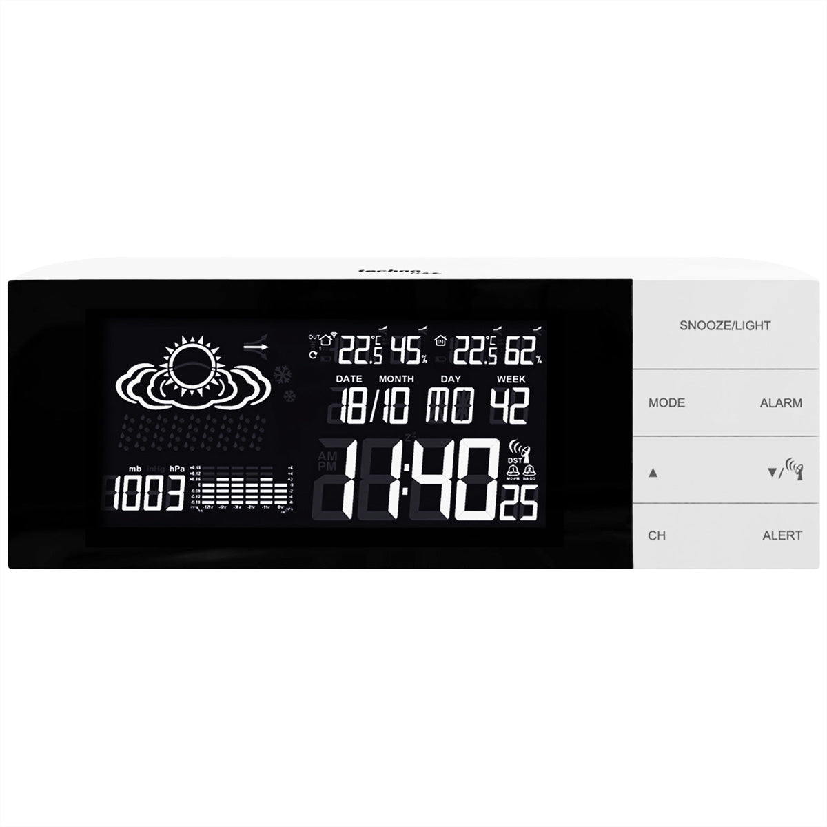 Technoline WS 6870 – Wetterstation, innen/aussen, Hygrometer & Barometer, inkl. Aussensensor – weiss
