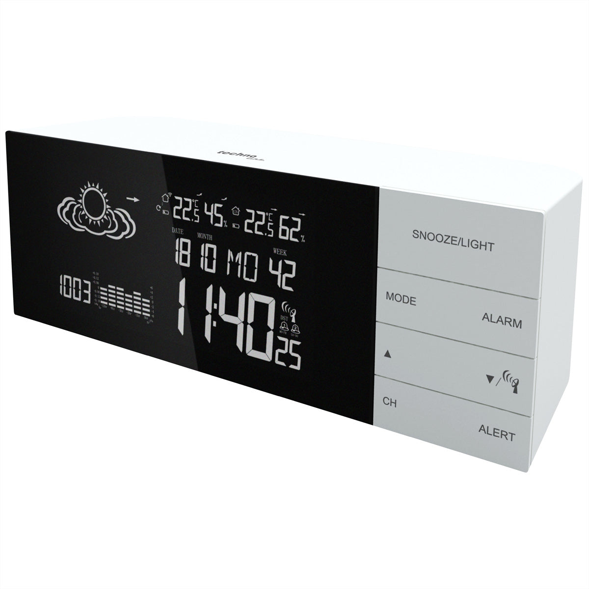 Technoline WS 6870 – Wetterstation, innen/aussen, Hygrometer & Barometer, inkl. Aussensensor – weiss