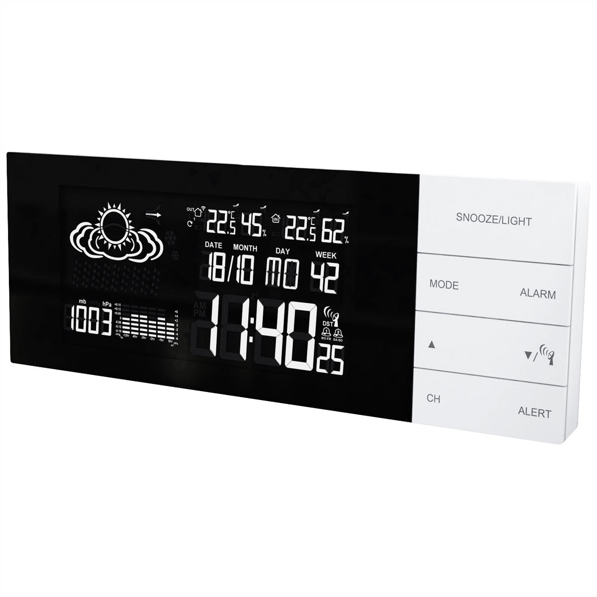 Technoline WS 6870 – Wetterstation, innen/aussen, Hygrometer & Barometer, inkl. Aussensensor – weiss