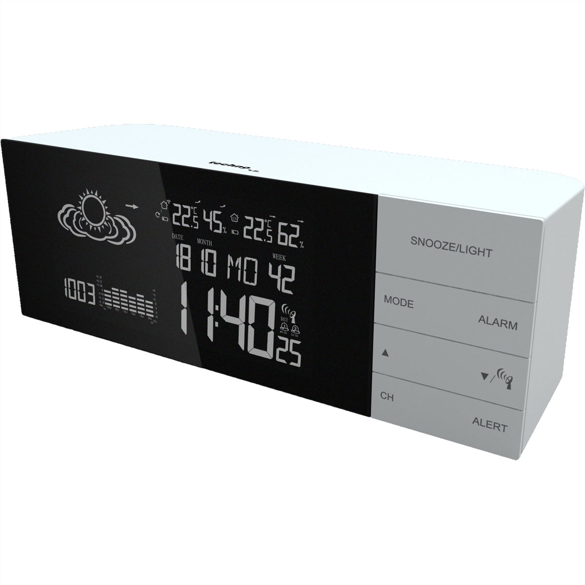 Technoline WS 6870 – Wetterstation, innen/aussen, Hygrometer & Barometer, inkl. Aussensensor – weiss