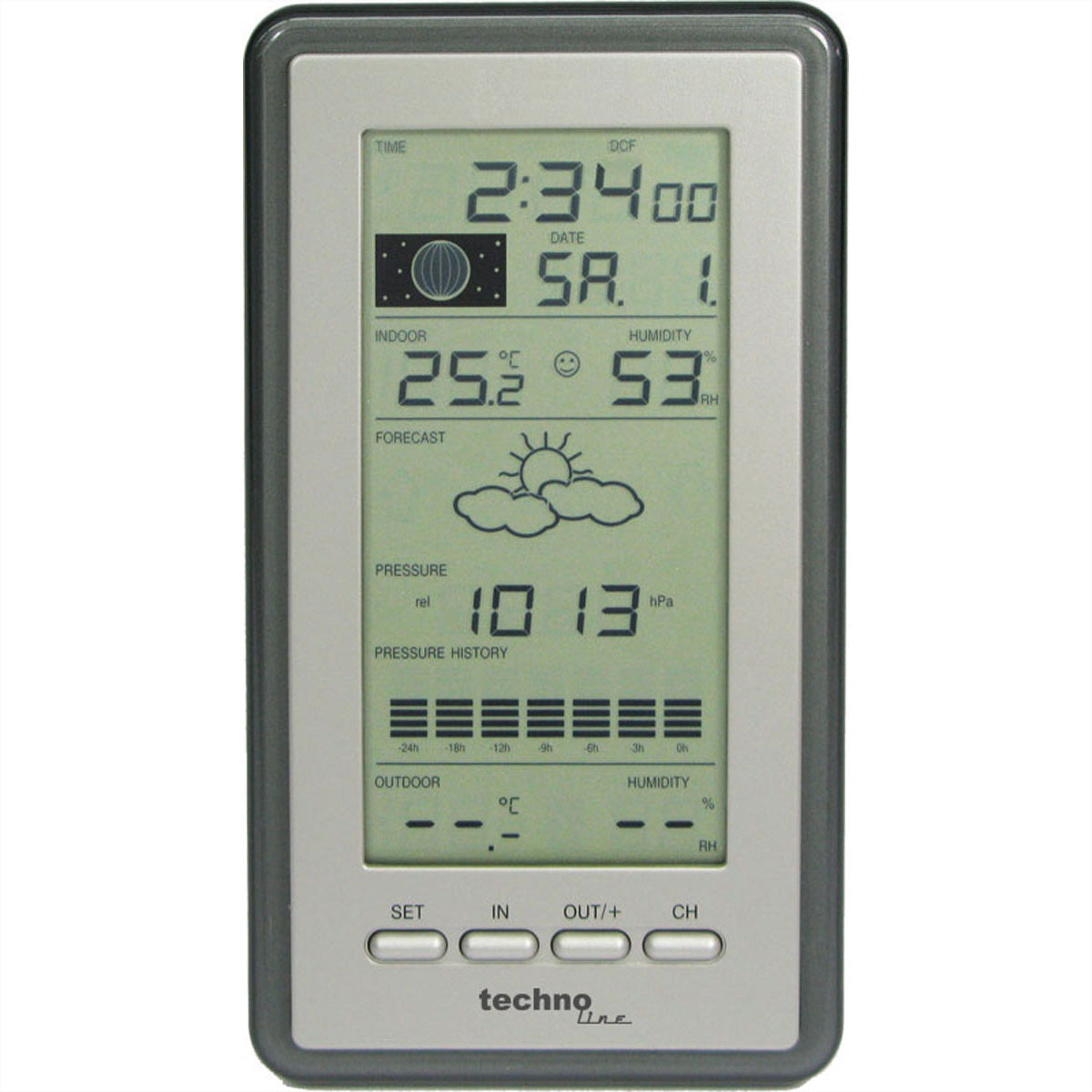 Technoline WS9040-IT – Wetterstation, Innen/Aussen, Hygrometer & Barometer, inkl. Aussensensor – Grau