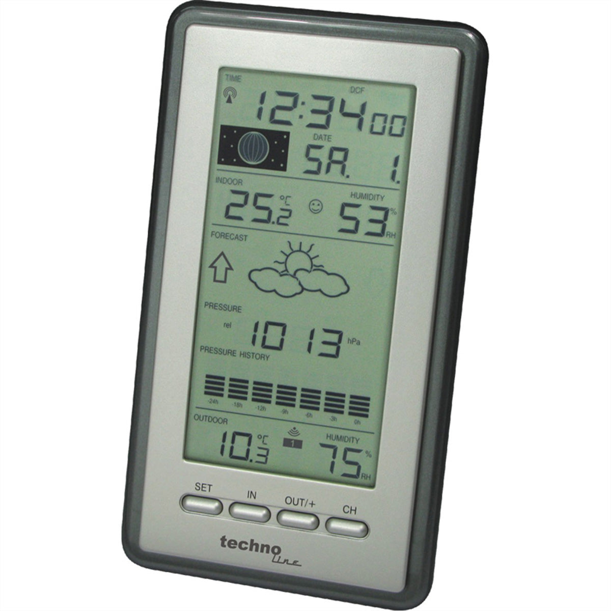 Technoline WS9040-IT – Wetterstation, Innen/Aussen, Hygrometer & Barometer, inkl. Aussensensor – Grau