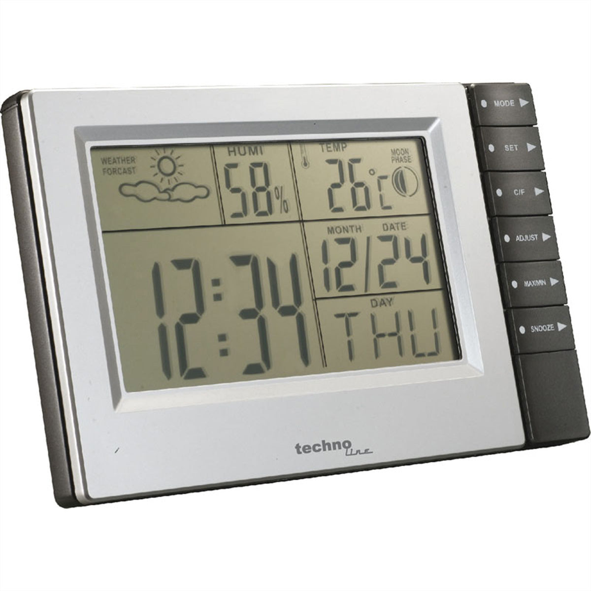Technoline WS9121 – Wetterstation, innen, Hygrometer & Thermometer, eingebautes Display – Grau
