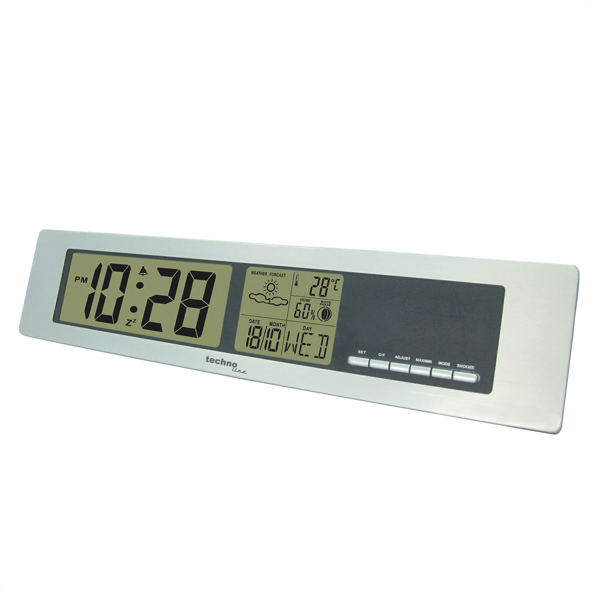 Technoline WS 9123 – Wetterstation, innen, Hygrometer & Thermometer, Uhr & Wecker – grau