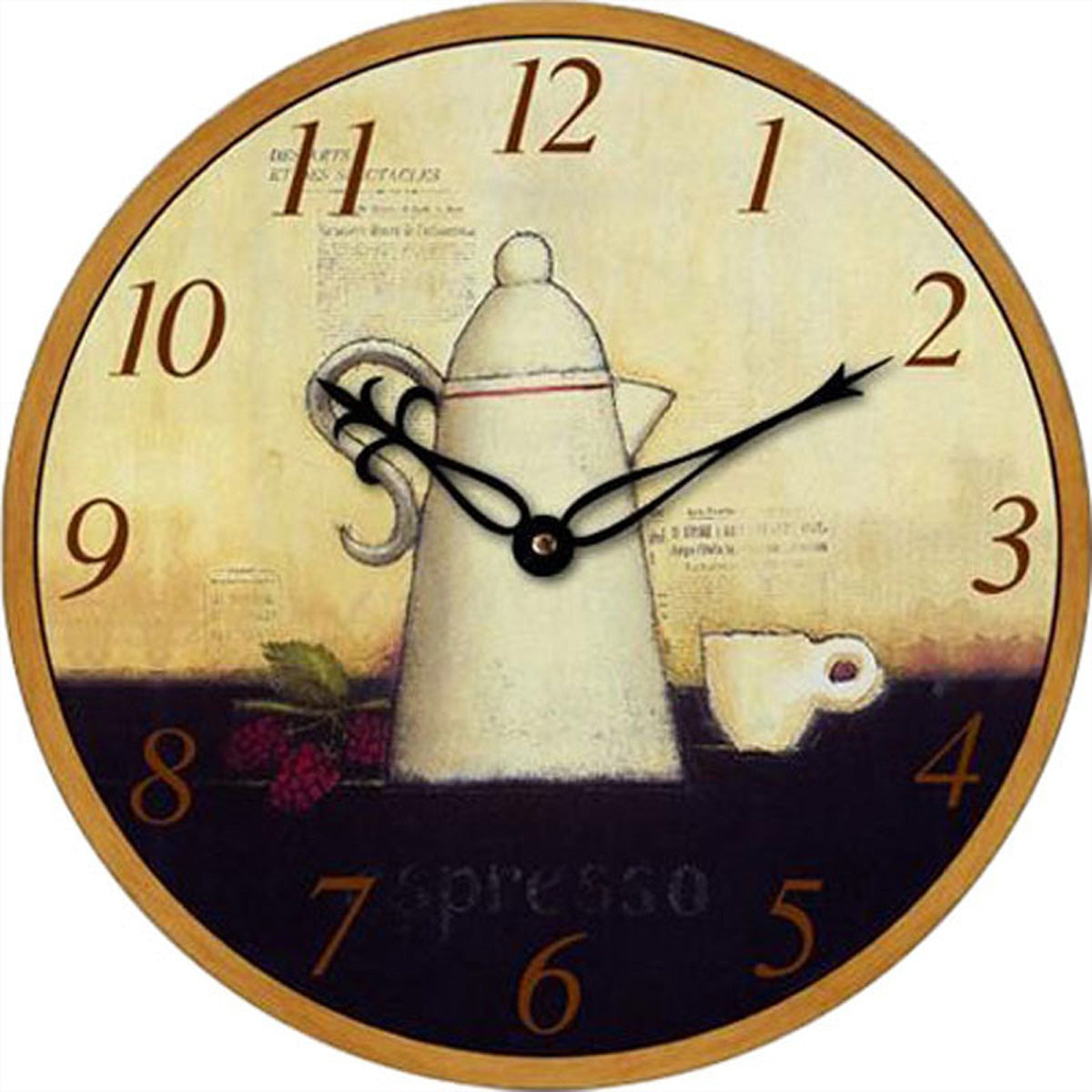 Technoline WT1013 COFFEE POT Wanduhr – Analog, Ø 34 cm, Mehrfarbig, Holz