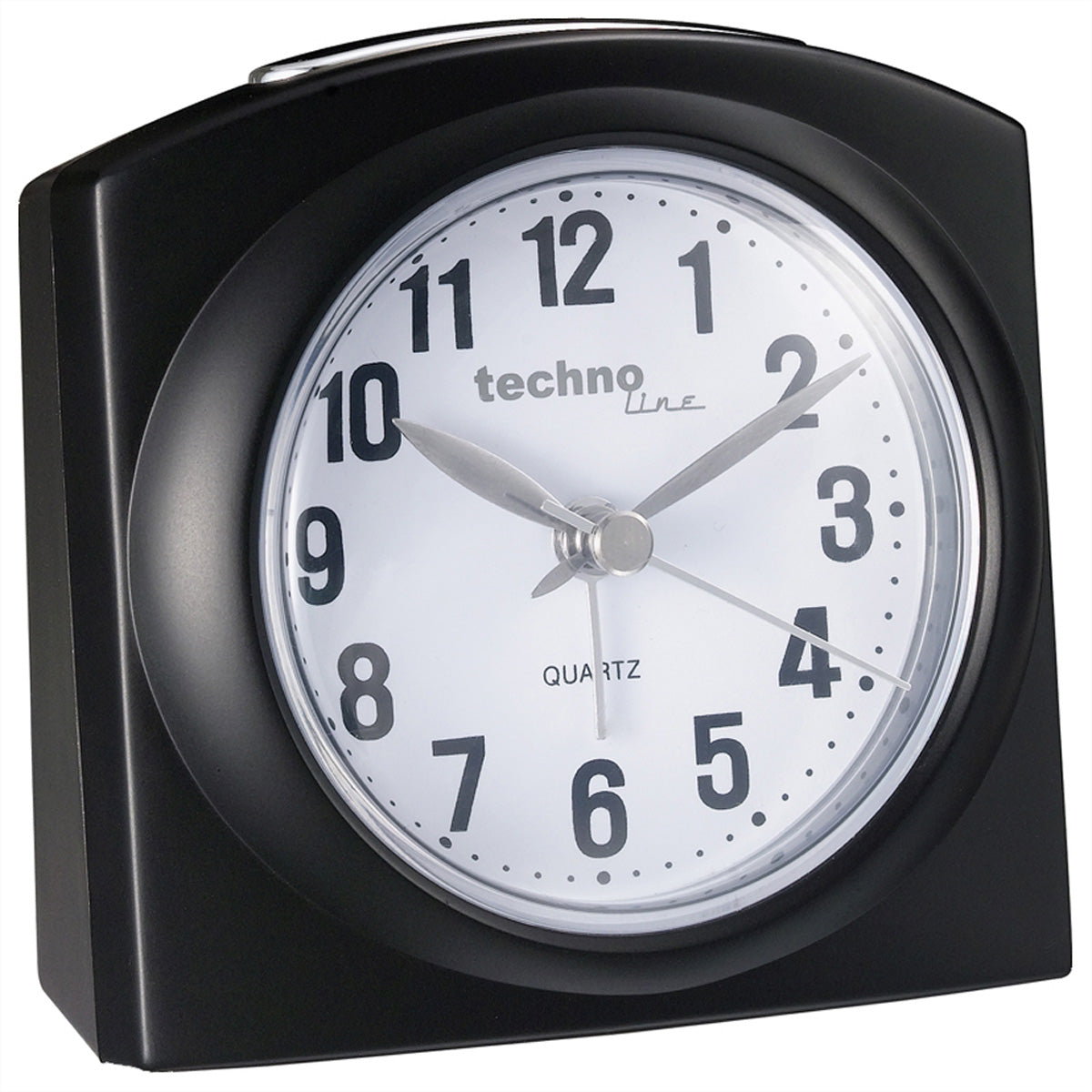 Technoline Quarz-Wecker – Analog, Schlummer, Beleuchtung, 8,5 × 8,1 × 4,5 cm, Schwarz, Metall/Kunststoff