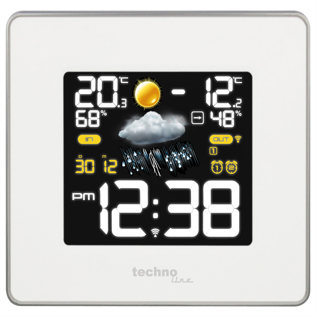 Technoline WS6440 – Wetterstation, innen/aussen, Hygrometer & Thermometer, inkl. Aussensensor – weiss