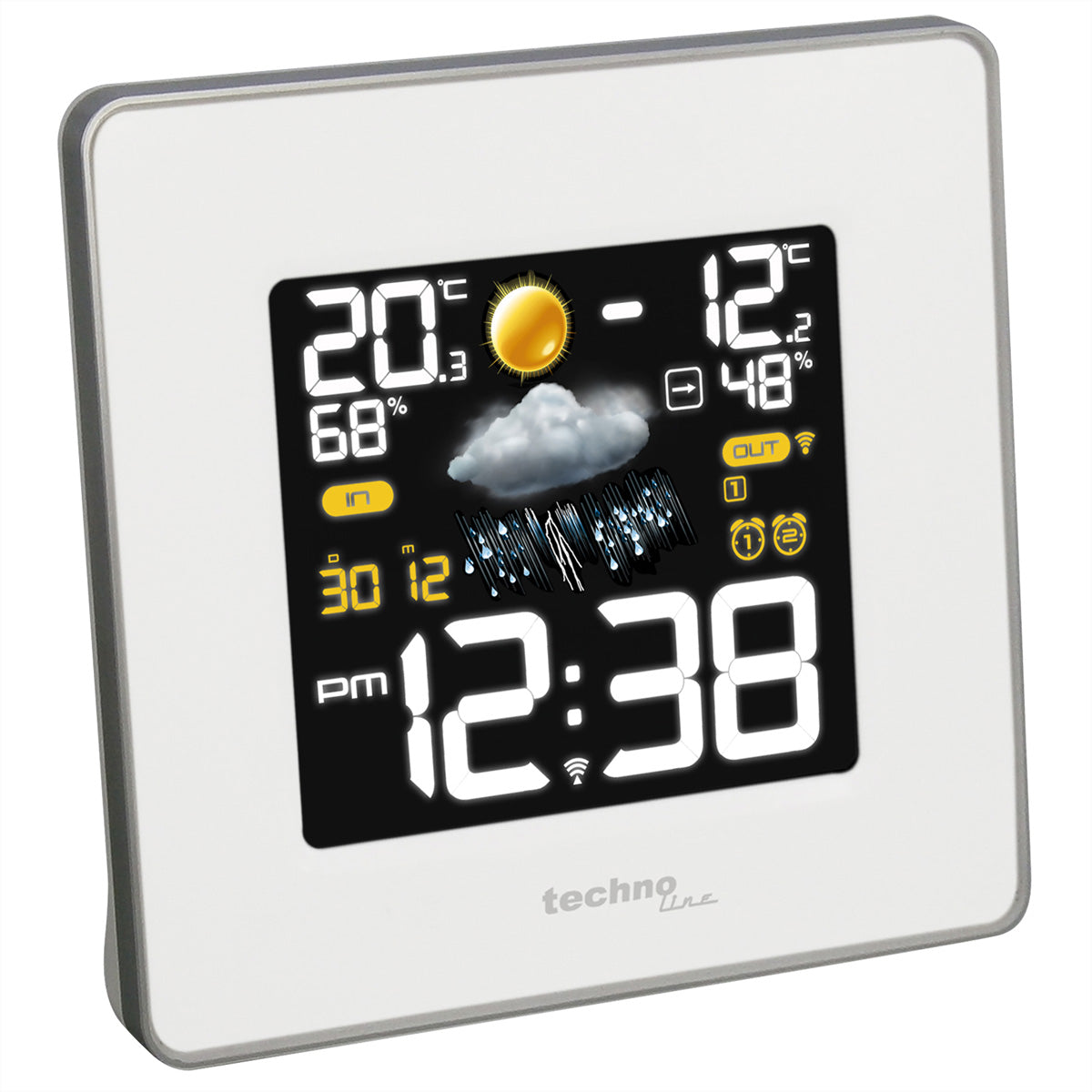 Technoline WS6440 – Wetterstation, innen/aussen, Hygrometer & Thermometer, inkl. Aussensensor – weiss