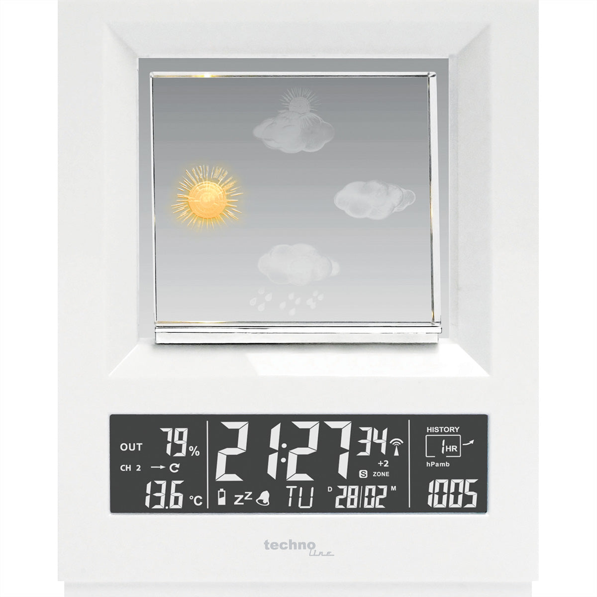 Technoline WS6620 – Wetterstation, Innen/Aussen, Hygrometer & Barometer, inkl. Aussensensor – Weiss