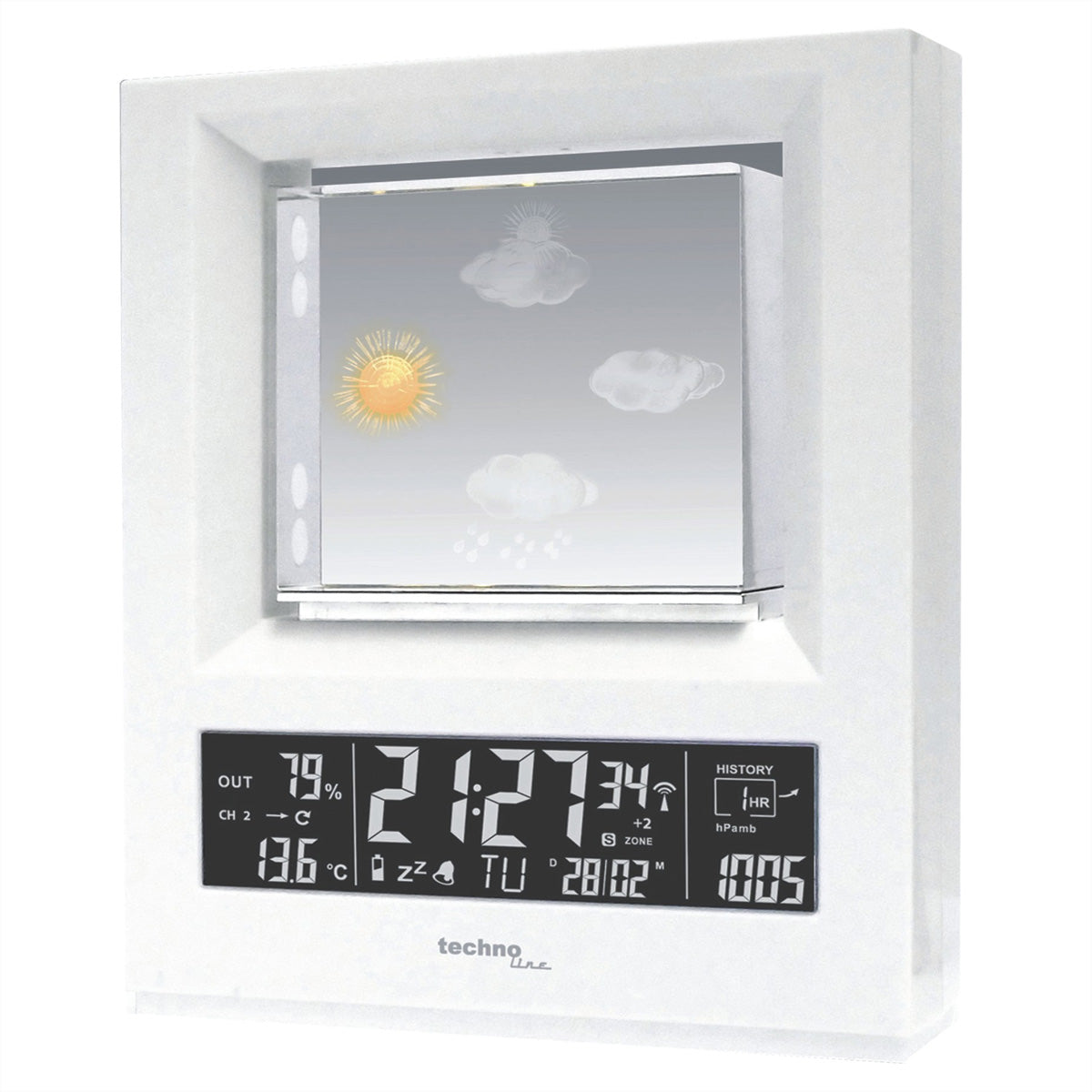 Technoline WS6620 – Wetterstation, Innen/Aussen, Hygrometer & Barometer, inkl. Aussensensor – Weiss