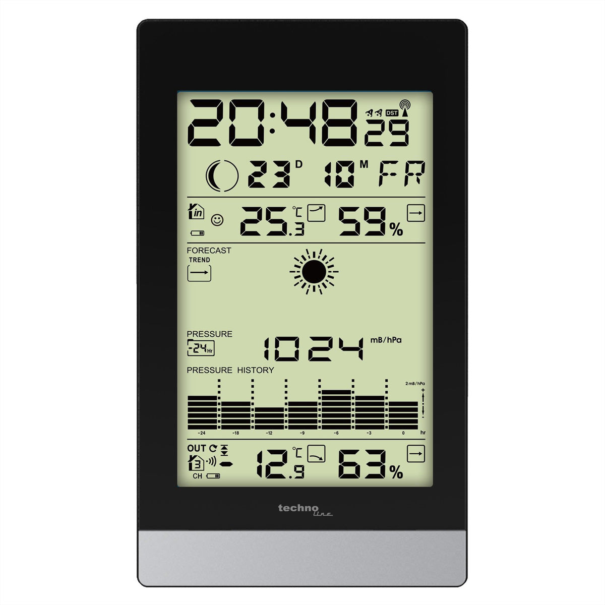 Technoline WS9050 – Wetterstation, innen/aussen, Hygrometer & Barometer, inkl. Aussensensor