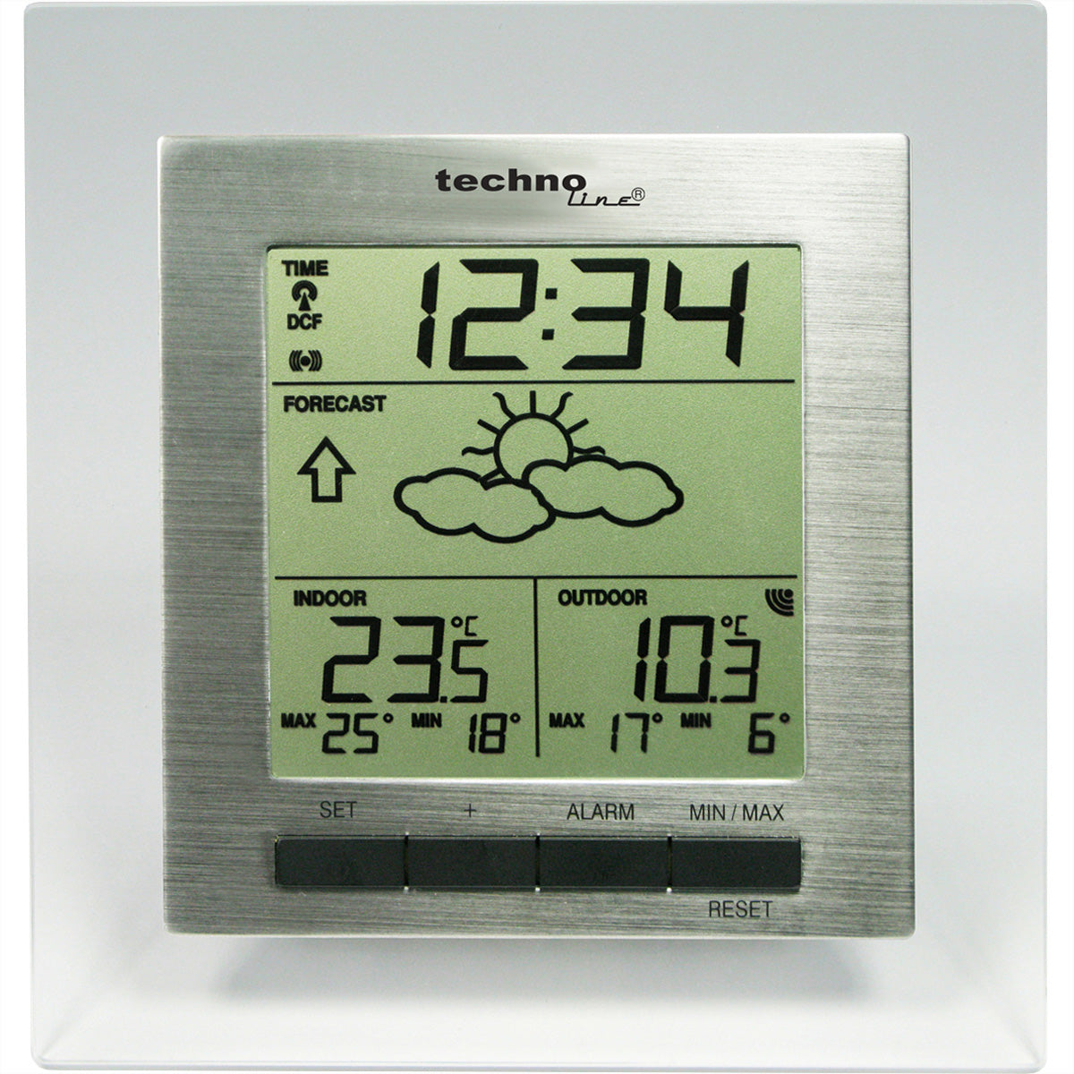 Technoline WS9136 – Wetterstation, innen/aussen, inkl. Aussensensor – Silber