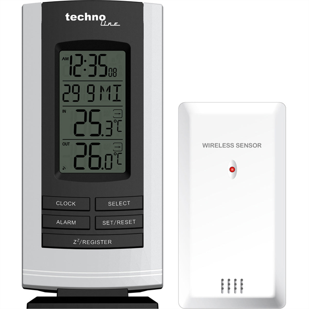 Technoline WS9180 – Wetterstation, Innen/Aussen, inkl. Aussensensor, Display – Schwarz