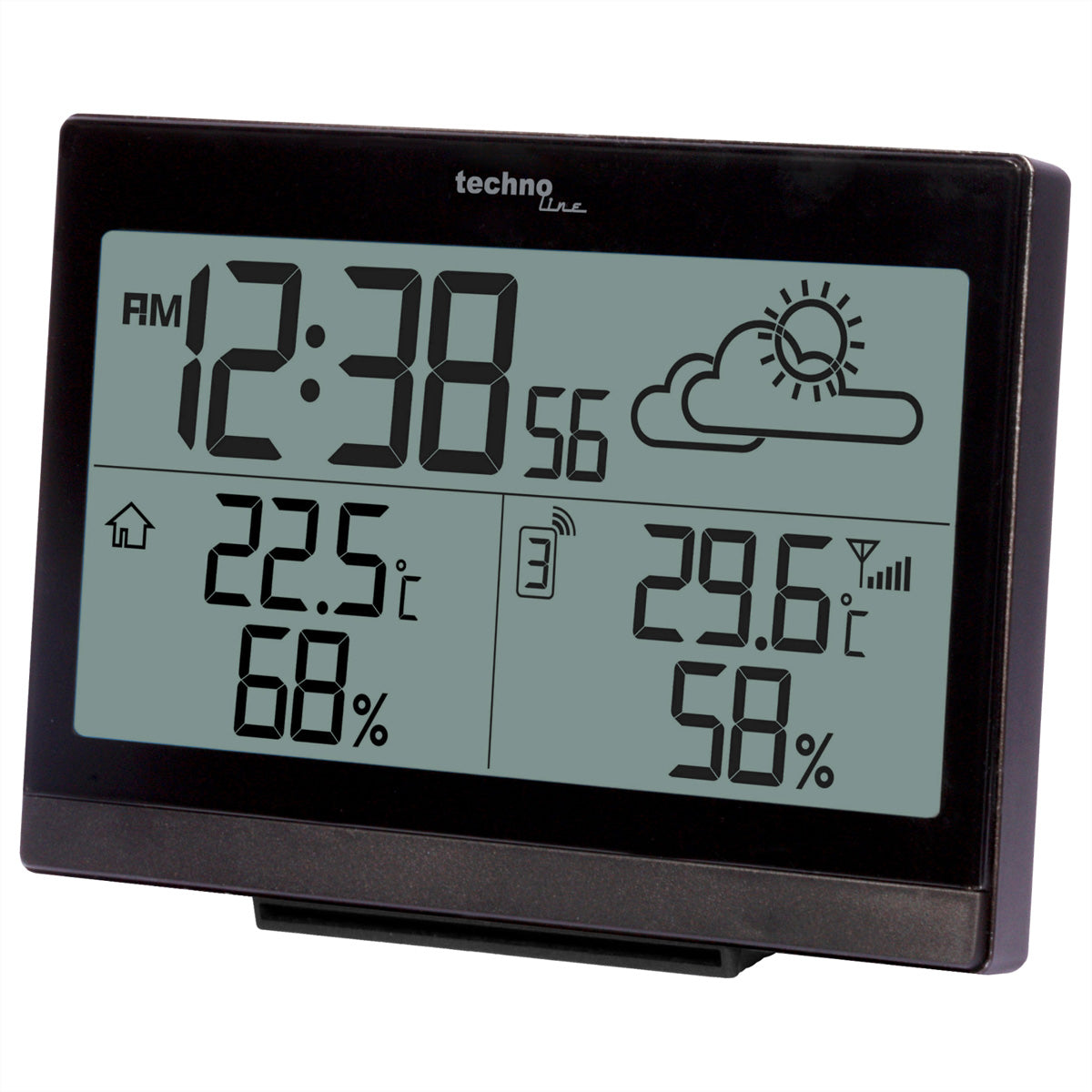 Technoline WS9252 – Wetterstation, innen/aussen, Hygrometer & Thermometer, inkl. Aussensensor – schwarz