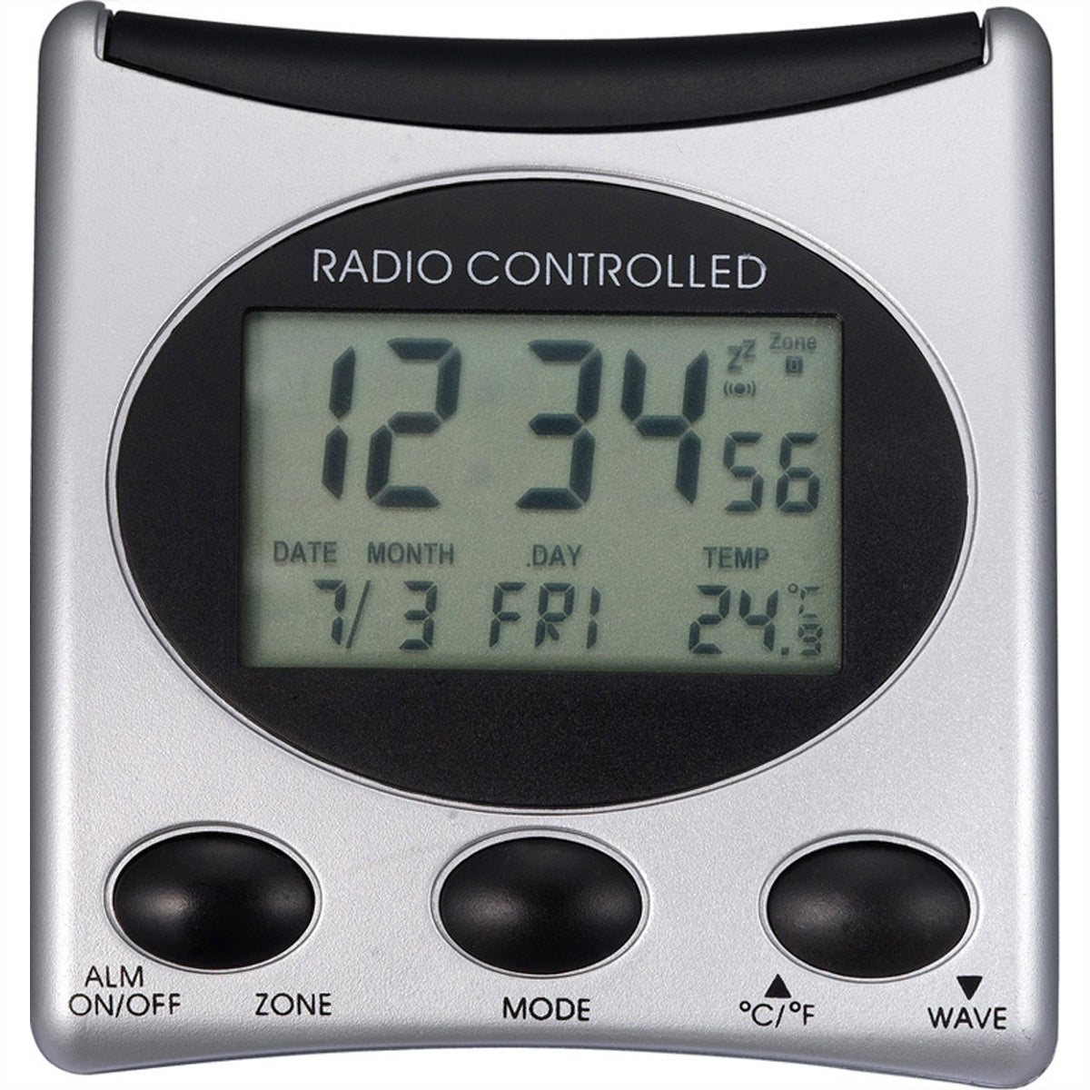 Technoline WT221-T Digitaler Funkwecker, Funk, Schlummerfunktion, Thermometer, 4,2 × 7,9 × 7,9 cm, Silber