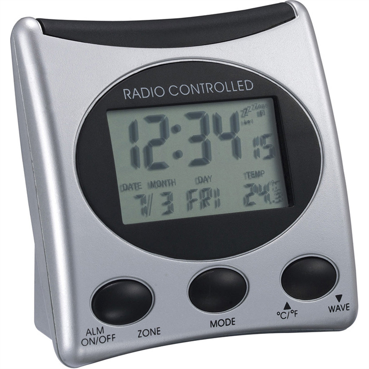Technoline WT221-T Digitaler Funkwecker, Funk, Schlummerfunktion, Thermometer, 4,2 × 7,9 × 7,9 cm, Silber